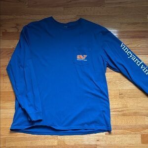 Vineyard Vines Men's Vibrant Blue Basketball Theme Long Sleeve Tee